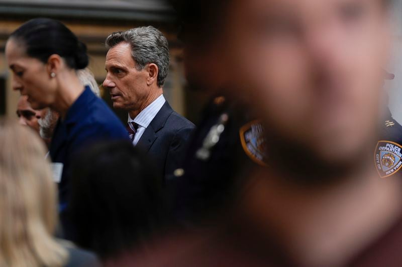 Tony Goldwyn films an episode of Law & Order, Friday, Sept. 27, 2024, in New York. (AP Photo/Julia Demaree Nikhinson)