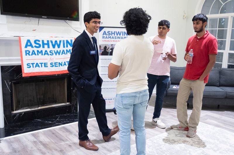 Ashwin Ramaswami is a Democratic state Senate candidate challenging Republican Sen. Shawn Still, who was indicted last year in Fulton County along with former President Donald Trump and others. 