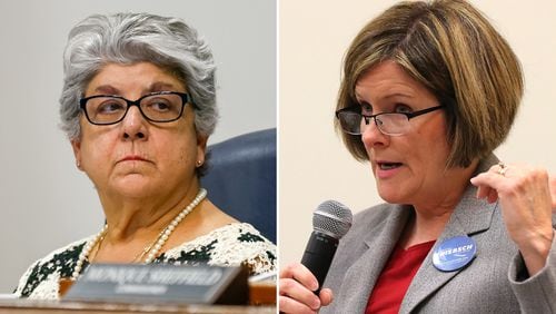 Candidates for Cobb County Commission District 3: Republican incumbent Commissioner JoAnn Birrell (left) and her Democratic challenger, Christine Triebsch.