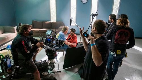 Cobra Kai. (L to R) Martin Kove as John Kreese, Tracey Bonner as Dr. Folsom in episode 510 of Cobra Kai. Cr. Curtis Bonds Baker/Netflix © 2022