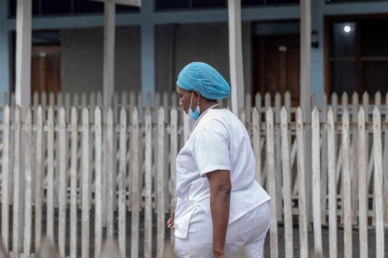 Doctor Rachel Maguru does rounds at the general hospital in Goma, Democratic Republic of Congo, Wednesday, Aug. 14, 2024 after the World Health Organization declared the mpox outbreaks in Congo and elsewhere in Africa a global emergency. (AP Photo/Moses Sawasawa)