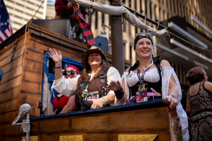 Thousands lined up along Peachtree Street Saturday morning for the annual Dragon Con parade.