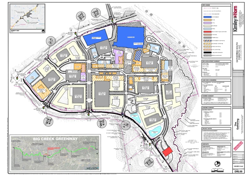 This is the South Forsyth Gathering site plan included in the community impact development file.