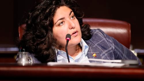 Atlanta Council member Liliana Bakhtiari debates during a Council meeting where the discussion intensifies about leasing Atlanta jail beds to Fulton County Jails on Monday, August 15, 2022. Miguel Martinez / miguel.martinezjimenez@ajc.com