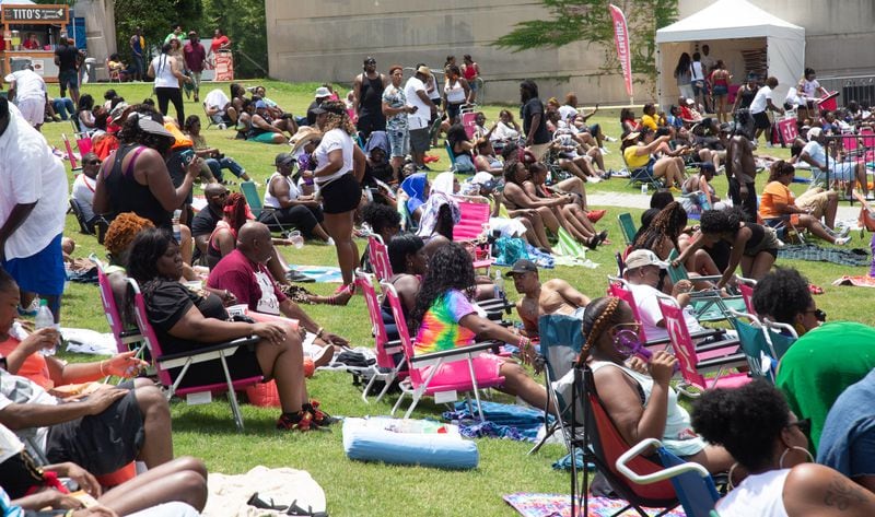 A crowd gathers on the lawn to listen to music during the FreakNik 2019 concert at the Cellairis Amphitheatre at Lakewood on Saturday, June 22, 2019. About 15,000 tickets were sold to the event. (Photo: STEVE SCHAEFER / SPECIAL TO THE AJC)