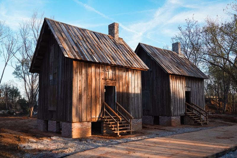 Historical artifacts at Freedom Monument Sculpture Park include 170-year-old plantation dwellings reclaimed from the Faunsdale Plantation about 75 miles west of Montgomery. Courtesy of Equal Justice Initiative ∕ Human Pictures