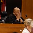Fulton County Chief Judge Ural Glanville listens as Brian Steel, defense attorney for rapper Jeffery Williams, also known as Young Thug, argues a motion to disqualify lead prosecutor Adriane Love from the YSL case on Thursday, April 4, 2024. 