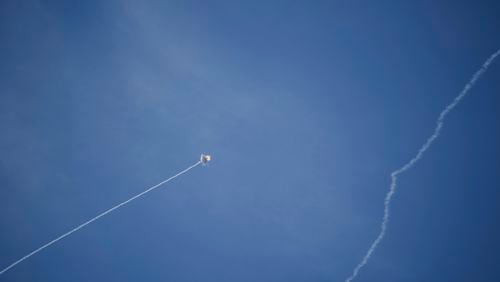 Israeli Iron Dome air defense system fires to intercept a rocket fired from Lebanon, in northern Israel, Friday, Sept. 20, 2024. (AP Photo/Leo Correa)