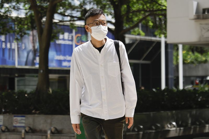 Patrick Lam, the former acting editor-in-chief of Hong Kong's now shuttered pro-democracy news outlet Stand News arrives at the District Court in Wan Chai, Hong Kong, ahead of a sentencing hearing for two former Stand News editors convicted of sedition, Thursday, Sept. 26, 2024. (AP Photo/May James)