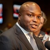 Bryan Johnson speaks to the media after the Atlanta school board voted unanimously Monday, July 8, 2024, to make him the new superintendent of Atlanta Public Schools. (Ben Hendren for The Atlanta Journal-Constitution)