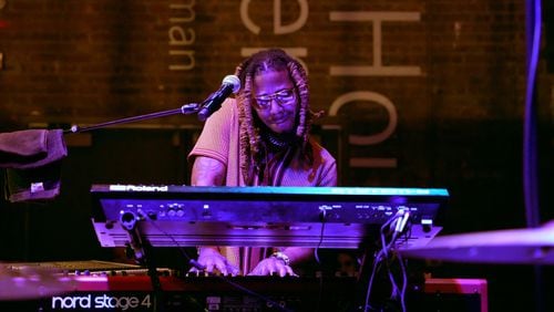NEW YORK, NEW YORK - AUGUST 17: Chris "Mr Trapjazz" Moten performs as Andscape presents Trap Jazz & 50 Years Of Hip Hop at Brooklyn Music Hall on August 17, 2023 in New York City. (Photo by Bennett Raglin/Getty Images for Andscape)