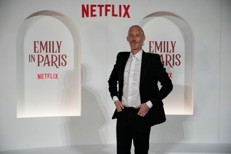 Actor Bruno Gouery arrives at the premiere of "Emily in Paris", in Rome, Tuesday, Sept. 10, 2024. (AP Photo/Andrew Medichini)