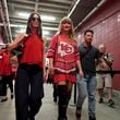 Taylor Swift arrives before the start of an NFL football game between the Kansas City Chiefs and the Cincinnati Bengals Sunday, Sept. 15, 2024, in Kansas City, Mo. (AP Photo/Ed Zurga))