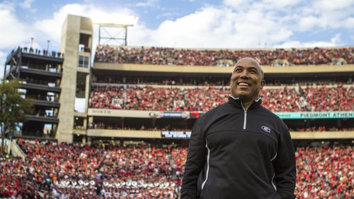 Hines Ward during the Bulldogs' game Saturday, Nov. 12, 2016, against Auburn at Sanford Stadium in Athens.