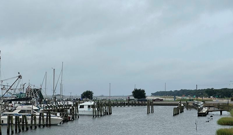 Boats leaving Pass Christian Harbor after mandatory evacuation issued Tuesday, Sept. 10, 2024 in Pass Christian, Miss. due to Tropical Storm Francine. (Hunter Dawkins/The Gazebo Gazette via AP)