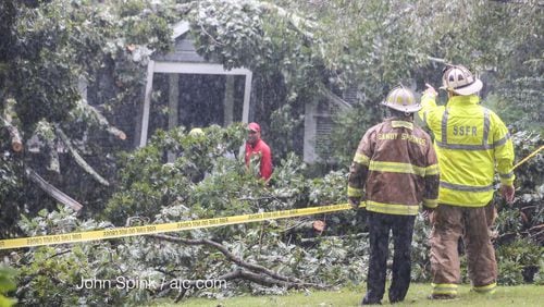 A 55-year-old man was killed after a tree smashed through his home in Sandy Springs, authorities said.