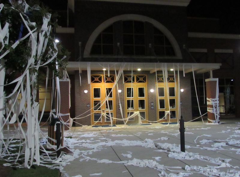 The Marietta Performing Arts Center entrance got the TP treatment, too. Photo: Jennifer Brett