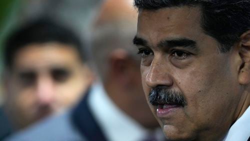 Venezuelan President Nicolas Maduro attends a signing an agreement to respect the results of the upcoming presidential elections, at the National Electoral Council headquarters in Caracas, Venezuela, Thursday, June 20, 2024. (AP Photo/Ariana Cubillos)