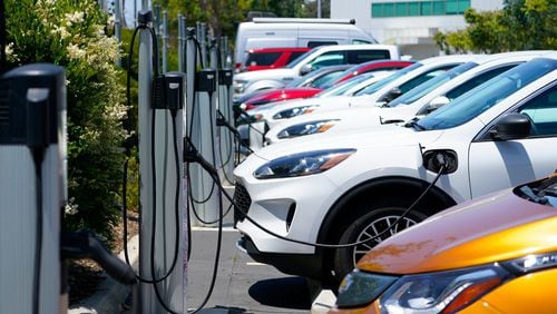 The Federal Highway Administration has awarded $26.7 million to install publicly available electric vehicle charging stations in Georgia, including at Hartsfield-Jackson International Airport. (Nelvin Cepeda/San Diego Union-Tribune/TNS)