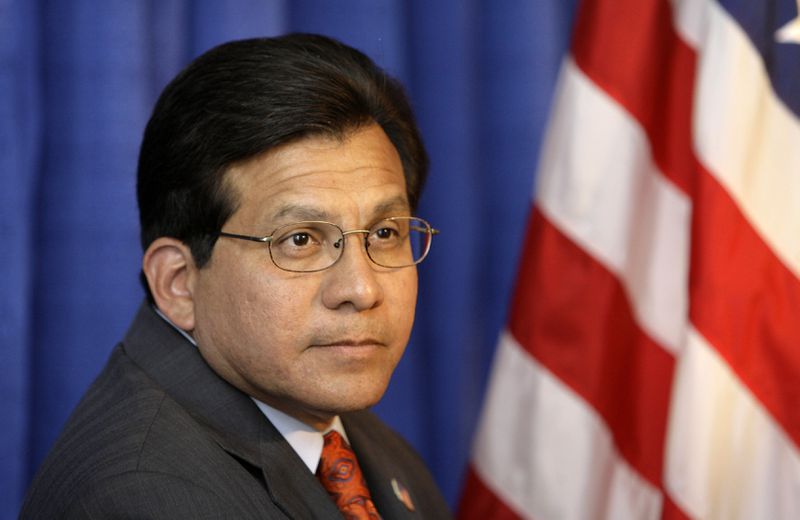 FILE - Attorney General Alberto Gonzales is seen in New Orleans, Aug. 28, 2007. (AP Photo/Alex Brandon, File)