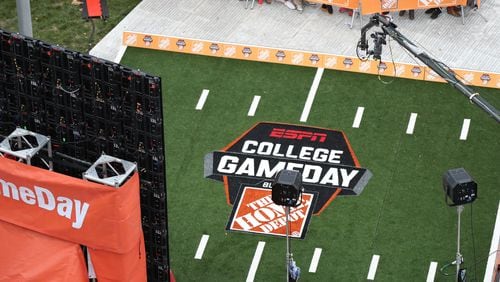 A bird's eye view of the ESPN College GameDay setup.