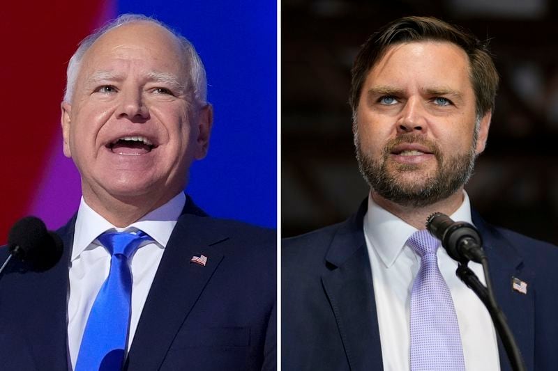  Minnesota Gov. Tim Walz (left), the Democratic vice presidential nominee, and Ohio U.S. Sen. JD Vance, the Republican vice presidential nominee, are debating tonight.