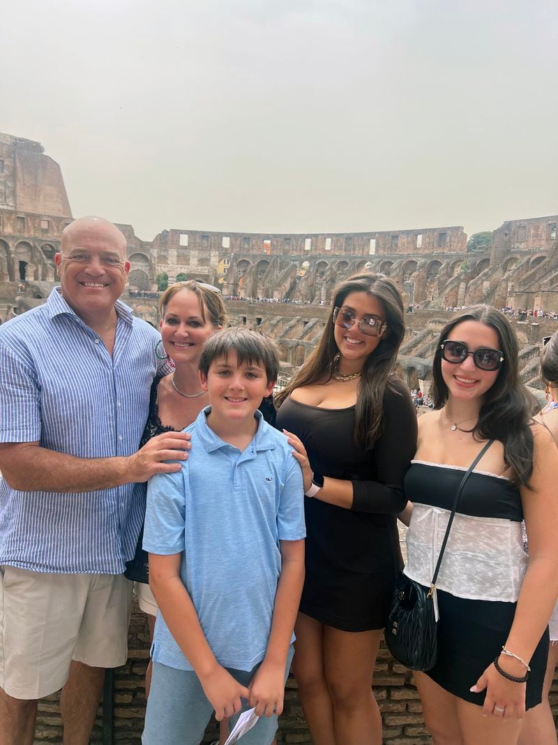 Steak Shapiro (left) at the Coliseum in Rome during a family trip this year with his son Bobby, daughters Sophie and Nola and wife Kimberly. Courtesy