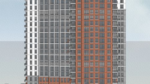 A rendering of Underground Atlanta's proposed housing tower (courtesy of Lalani Ventures).