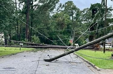 Power poles and lines came down on Claire Drive in Thomasville.