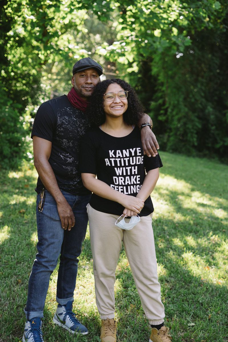 Eric Payne, 48, and his daughter, Zora Payne, 14. Photographed by Melissa Alexander