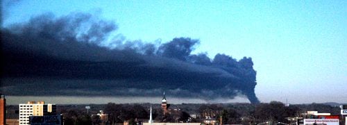 Fulton warehouse fire generates massive smoke plume