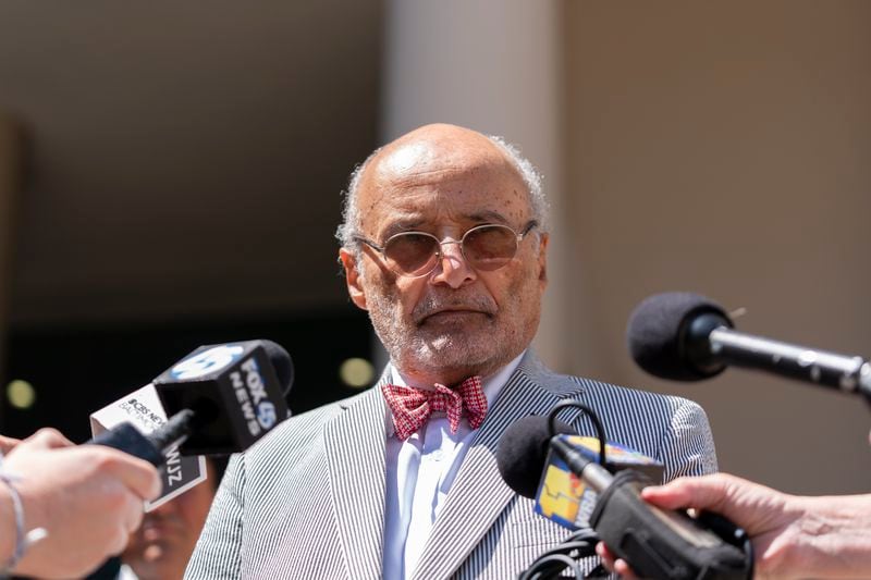 Attorney Billy Murphy speaks to media outside the Edward A. Garmatz United States District Courthouse in Baltimore, Thursday, June 20, 2024. (AP Photo/Stephanie Scarbrough)