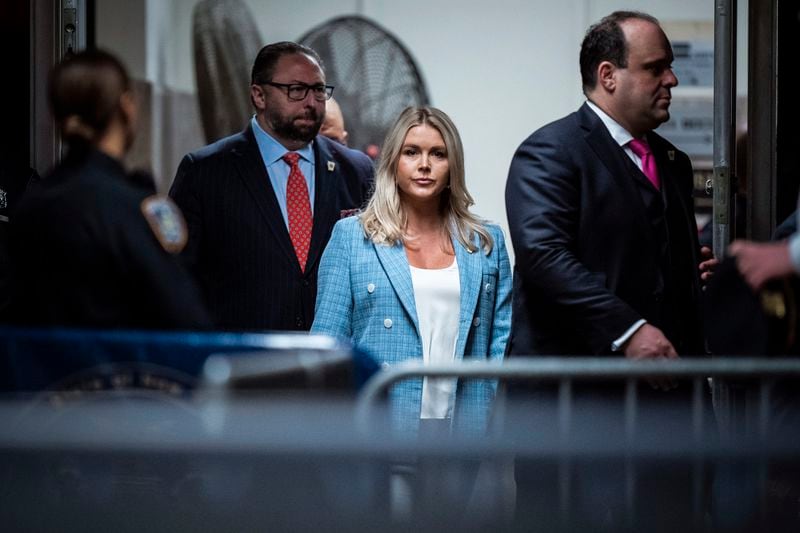 Karoline Leavitt follows former President Donald Trump as they arrive at Manhattan criminal court as jurors are expected to begin deliberations in Trump's criminal hush money trial in New York, Wednesday, May 29, 2024. (Jabin Botsford/The Washington Post via AP, Pool)