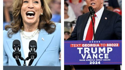 Vice President Kamala Harris, left, and former President Donald Trump are set for their first debate Tuesday. (Hyosub Shin/The Atlanta Journal-Constitution)