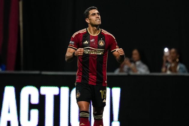 Atlanta United forward Daniel Ríos #19 celebrates after scoring a goal during the Leagues Cup match against the D.C. United at Mercedes-Benz Stadium in Atlanta, GA on Friday July 26, 2024. (Photo by Mitch Martin/Atlanta United)