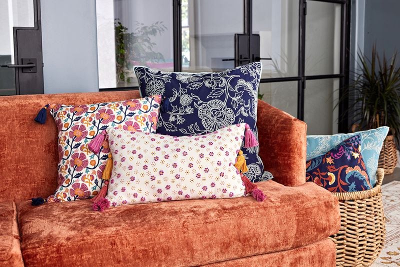Fairhaven Circle offers cushy pillows inspired by the colors and textures of India. / Courtesy of Ann Packwood