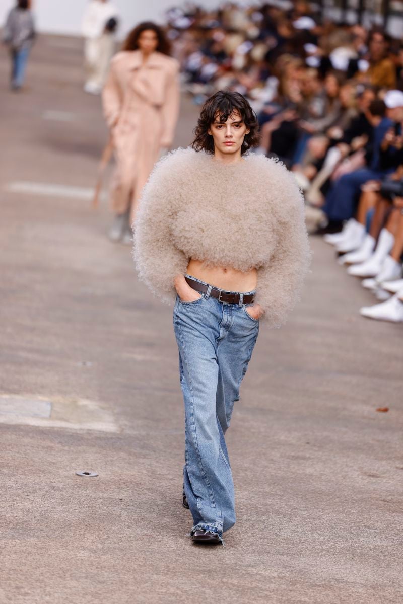 A model wears a creation as part of the Stella McCartney Spring/Summer 2025 collection presented Monday, Sept. 30, 2024 in Paris. (Photo by Vianney Le Caer/Invision/AP)