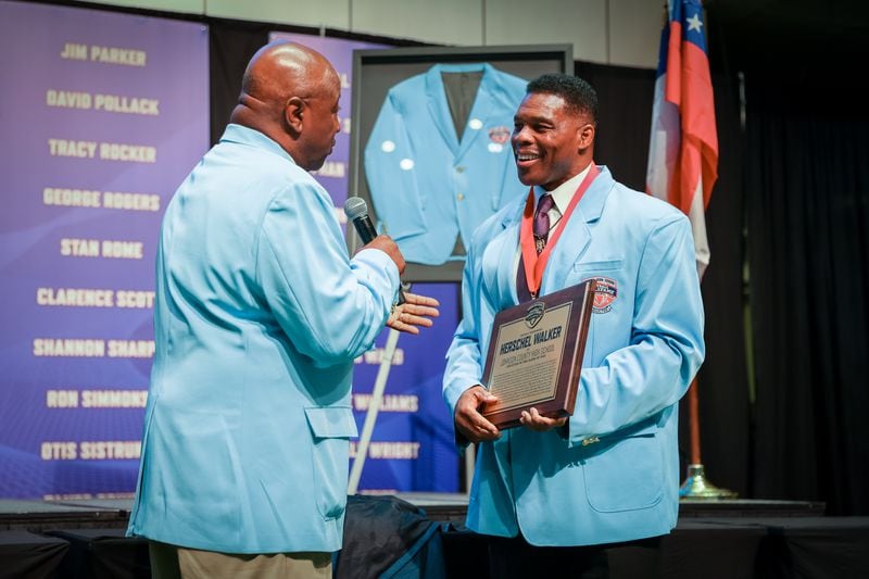 Herschel Walker is inducted into the inaugural Georgia High School Football Hall of Fame class.   (Arvin Temkar / arvin.temkar@ajc.com)