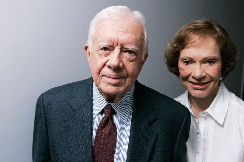 Former President Jimmy Carter and his wife Rosalynn Carter pose for a portrait during the Toronto International Film Festival in Toronto, Monday, Sept. 10, 2007. (AP Photo/Carolyn Kaster)