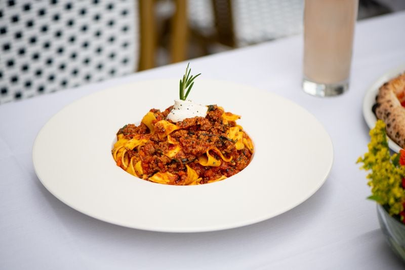 Amalfi Veal Bolognese with ground beef and veal, marinara sauce, and pappardelle. (Mia Yakel for The Atlanta Journal-Constitution)