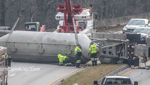 A crash was reported Tuesday morning on the East-West Connector in Cobb County.