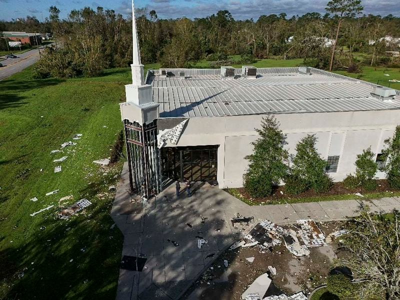 Union Cathederal church is seen after of Hurricane Helene moved through the area on Friday, Sept. 27, 2024, in Valdosta, Ga. (AP Photo/Mike Stewart)