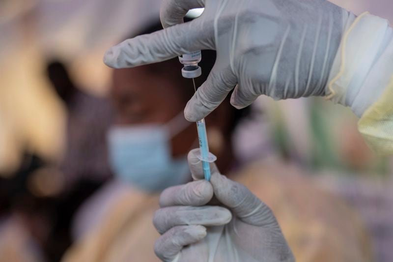 A nurse prepares to administer a vaccine against mpox, at the General hospital, in Goma, Democratic Republic of Congo Saturday, Oct. 5, 2024. (AP Photo/Moses Sawasawa)