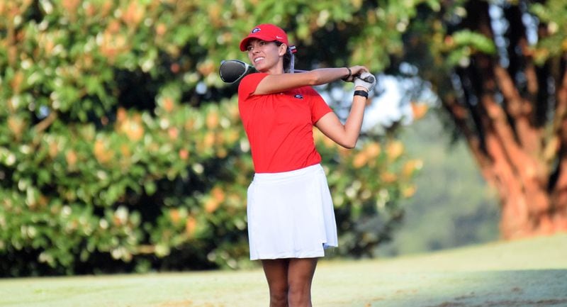 Georgia's Alison Crenshaw during a practice round at the UGA Golf Course in Athens, Ga., on Friday, Sept. 4, 2020.