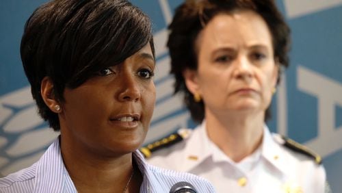 May 30, 2020 -  Atlanta -  Atlanta Mayor Keisha Lance Bottoms announced a 9pm curfew as protests continued for a second day.  Protests over the death of George Floyd in Minneapolis police custody spread around the United States on Saturday, as his case renewed anger about others involving African Americans, police and race relations.    Ben Gray for the Atlanta Journal Constitution