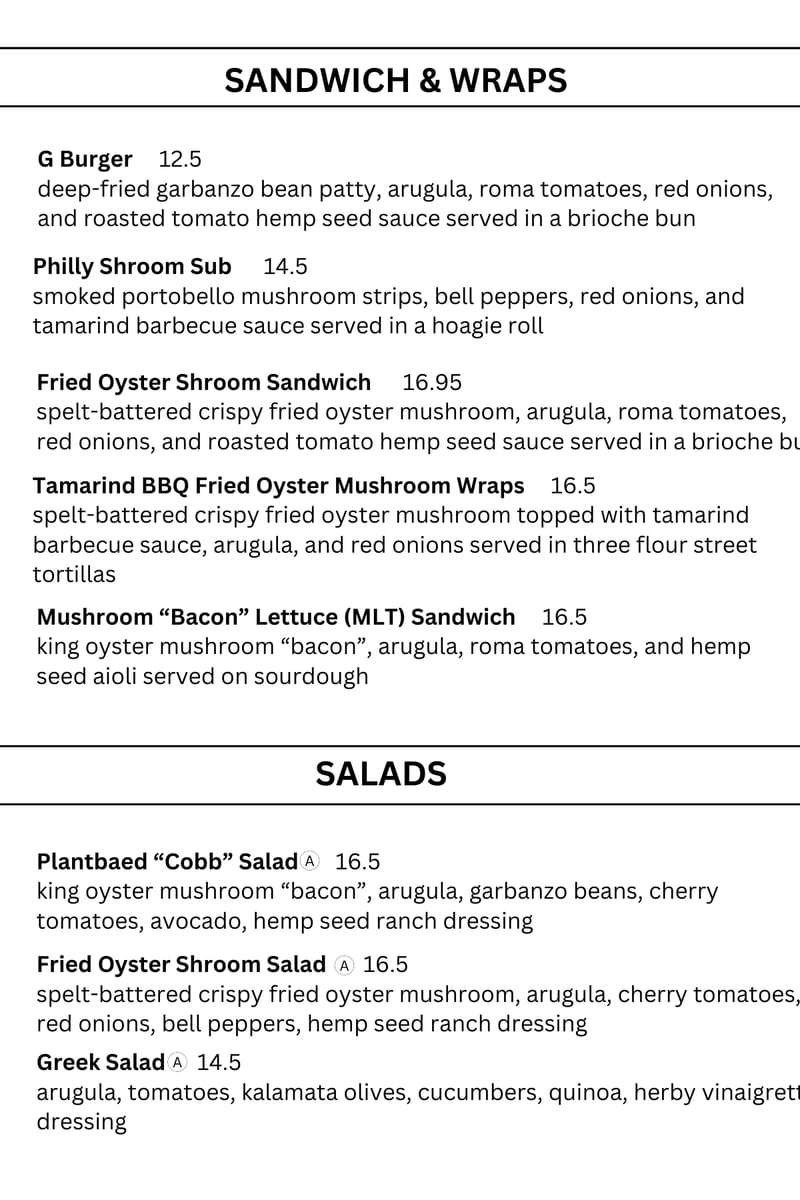 The menu for Plantbaed Cafe, now open in Vinings.