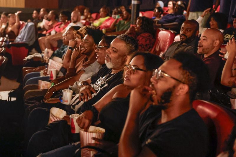 Guests enjoy UATL’s viewing of “School Daze” at The Plaza Theatre on Tuesday, Sept. 24, 2024. (Natrice Miller/ AJC)