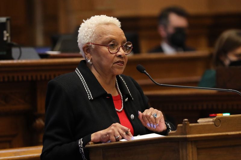 State Sen. Gloria Buttler speaks against Senate Bill 456 on Tuesday, March 1. which would prevent the woman in Georgia from receiving the abortion pill mifepristone through the mail. Miguel Martinez for The Atlanta Journal-Constitution 