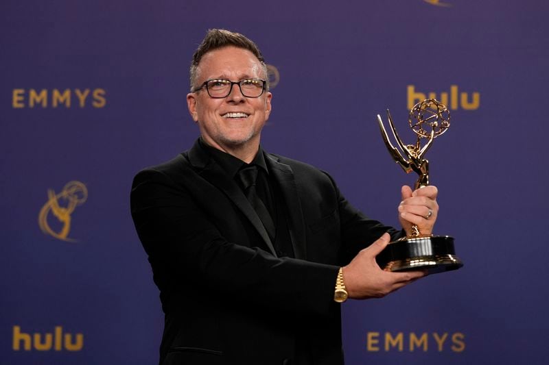 Michael Cliett, winner of the award for outstanding special visual effects in a season or a movie for "Shogun", poses in the press room during the 76th Primetime Emmy Awards on Sunday, Sept. 15, 2024, at the Peacock Theater in Los Angeles. (AP Photo/Jae C. Hong)