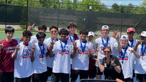 The Lambert boys won the Class 7A tennis championship, May 11, 2014, at the Rome Tennis Center at Berry College.